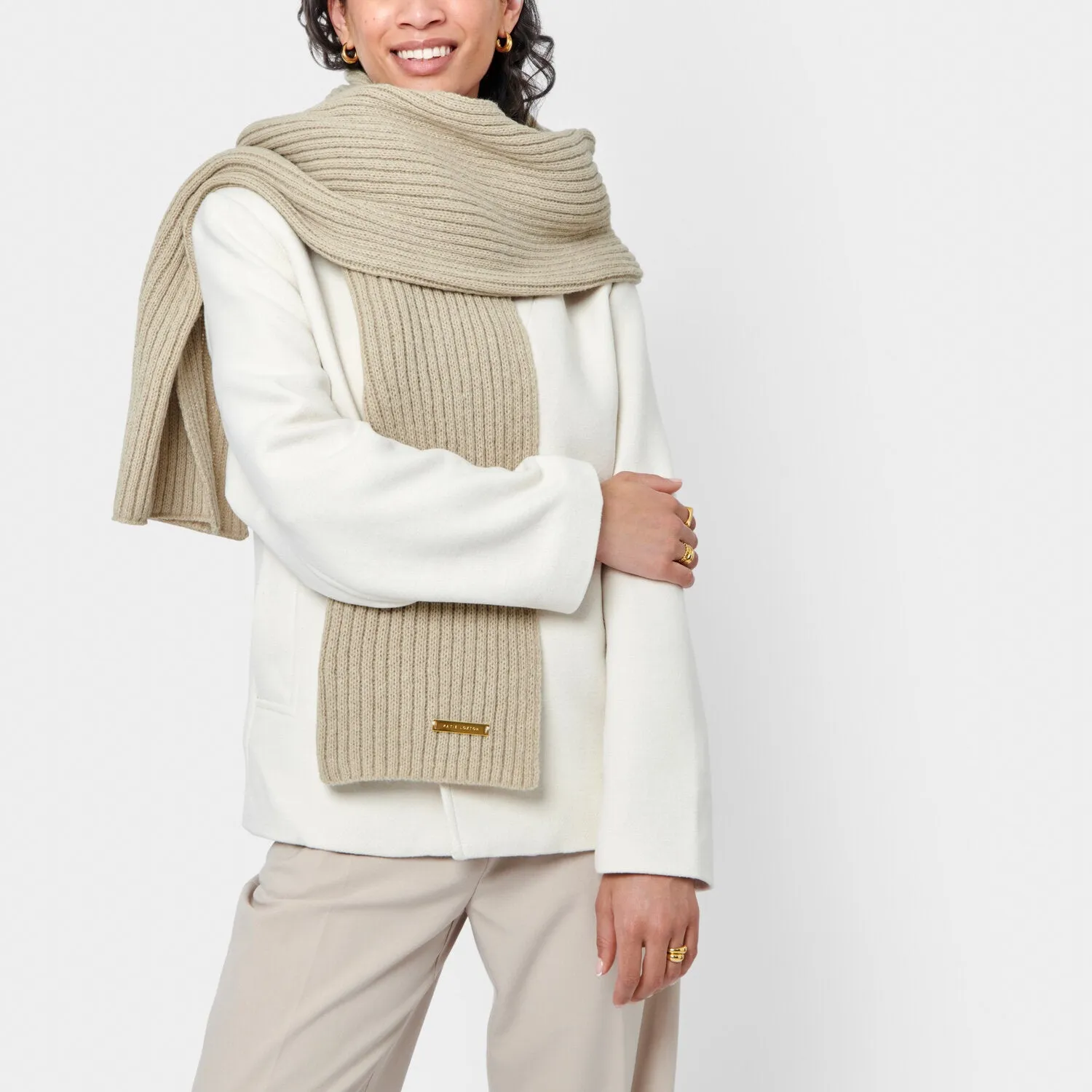 Katie Loxton 200cm Light Sand Knitted Scarf