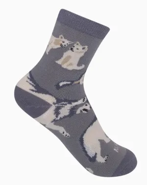 Kids Grey Wolf Crew Sock