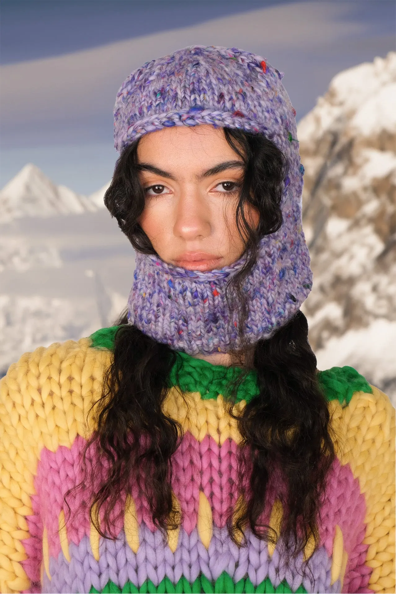 Lilac Chunky Knit Balaclava