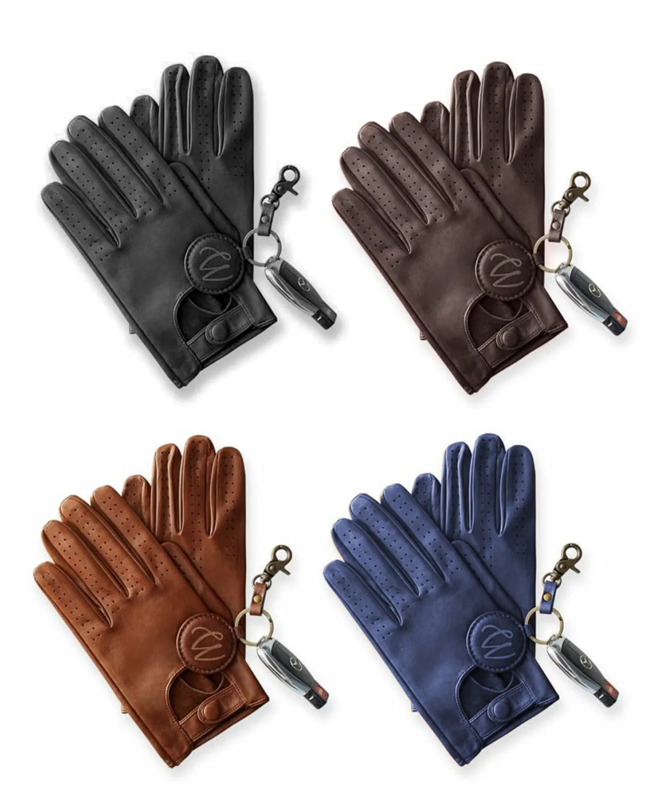 Men Leather Driving Gloves 2 Hole