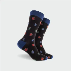 Men's Caffeine Super Fine Cotton Crew Socks - Black