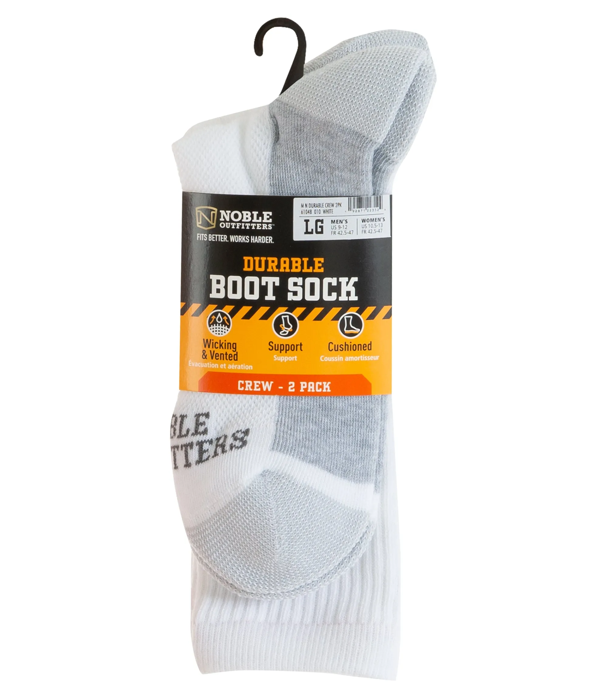 Men's Durable Boot Sock Crew – 2 Pack