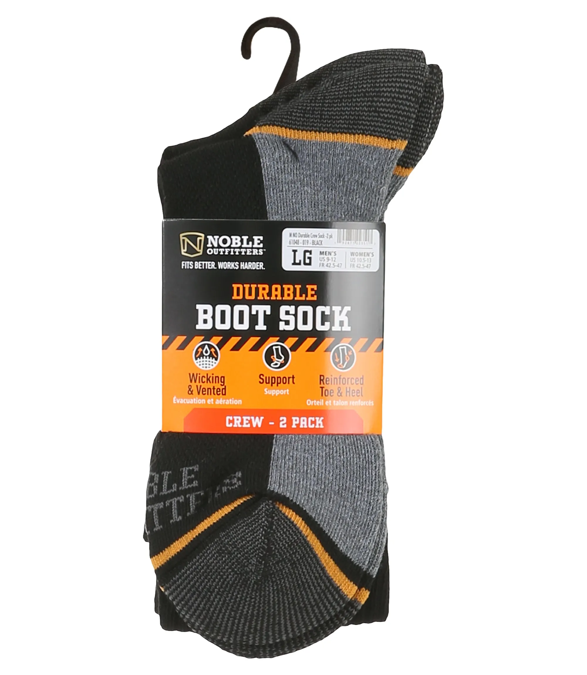 Men's Durable Boot Sock Crew – 2 Pack