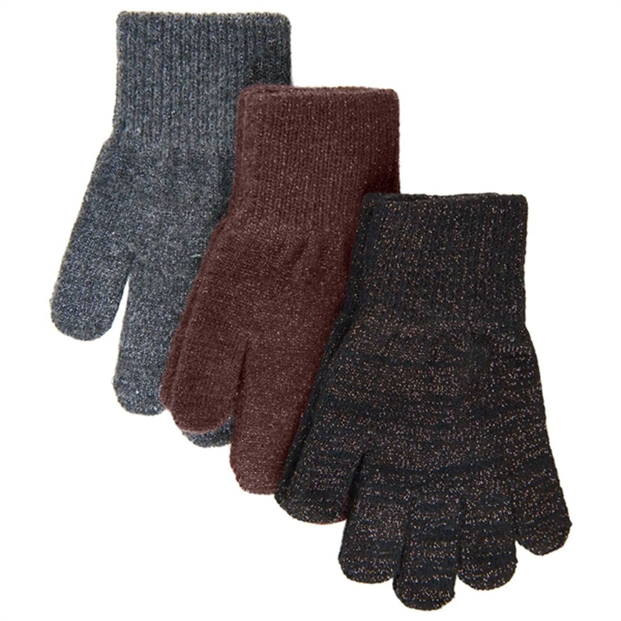 Mikk-Line Magic Gloves 3-pack Dark Mink-Black-Antrazite