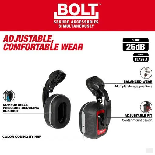 Milwaukee BOLT Earmuffs with Noise Reduction Rating of 26 dB 48-73-3251