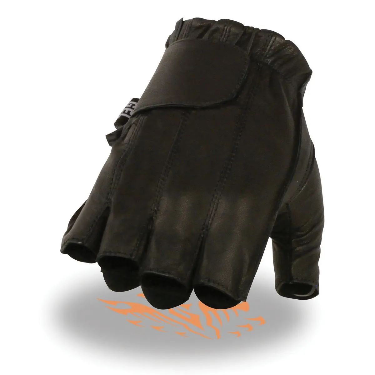 Milwaukee Leather SH442 Men's Black Leather Gel Padded Palm Fingerless Motorcycle Hand Gloves W/ Soft ‘Genuine Leather’