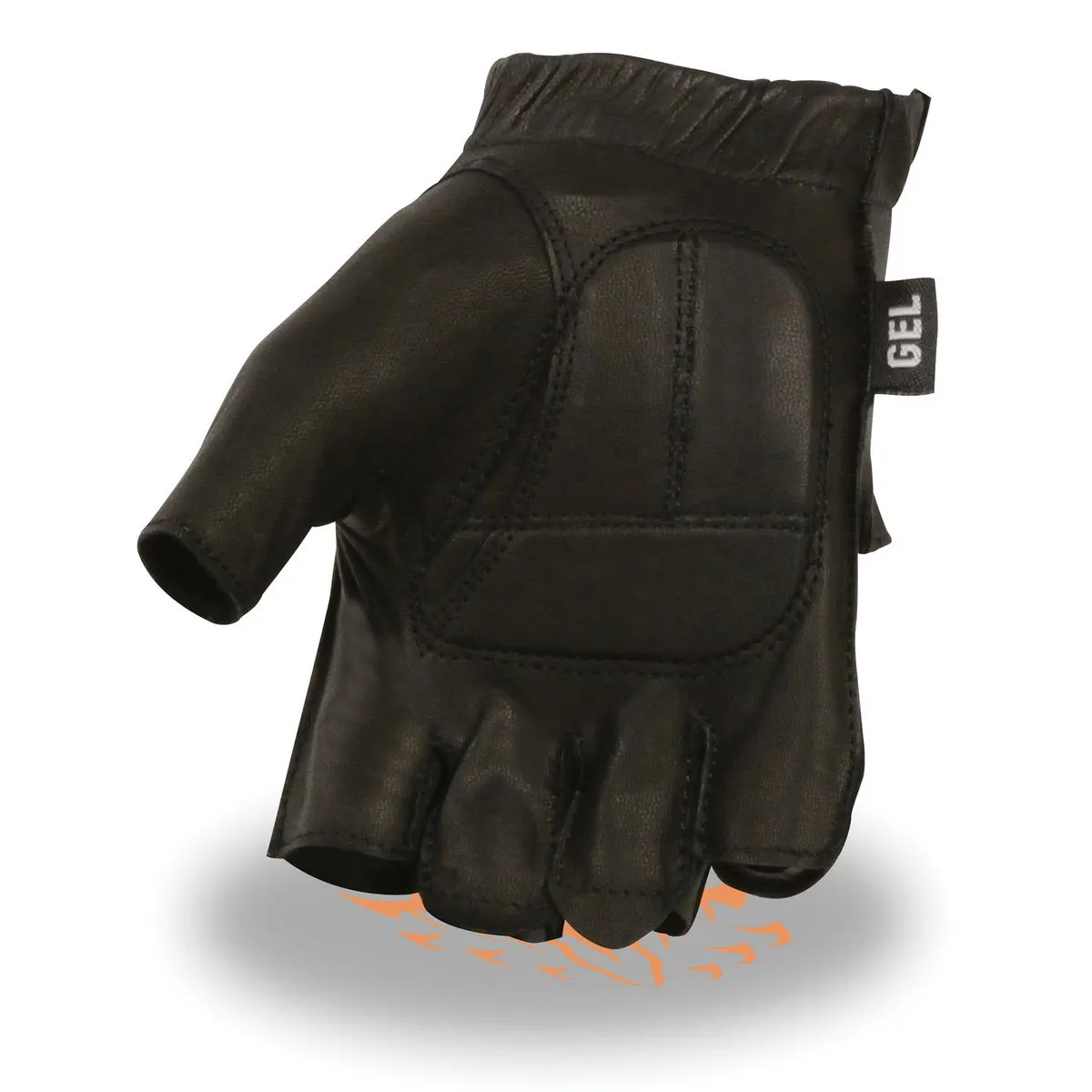 Milwaukee Leather SH442 Men's Black Leather Gel Padded Palm Fingerless Motorcycle Hand Gloves W/ Soft ‘Genuine Leather’