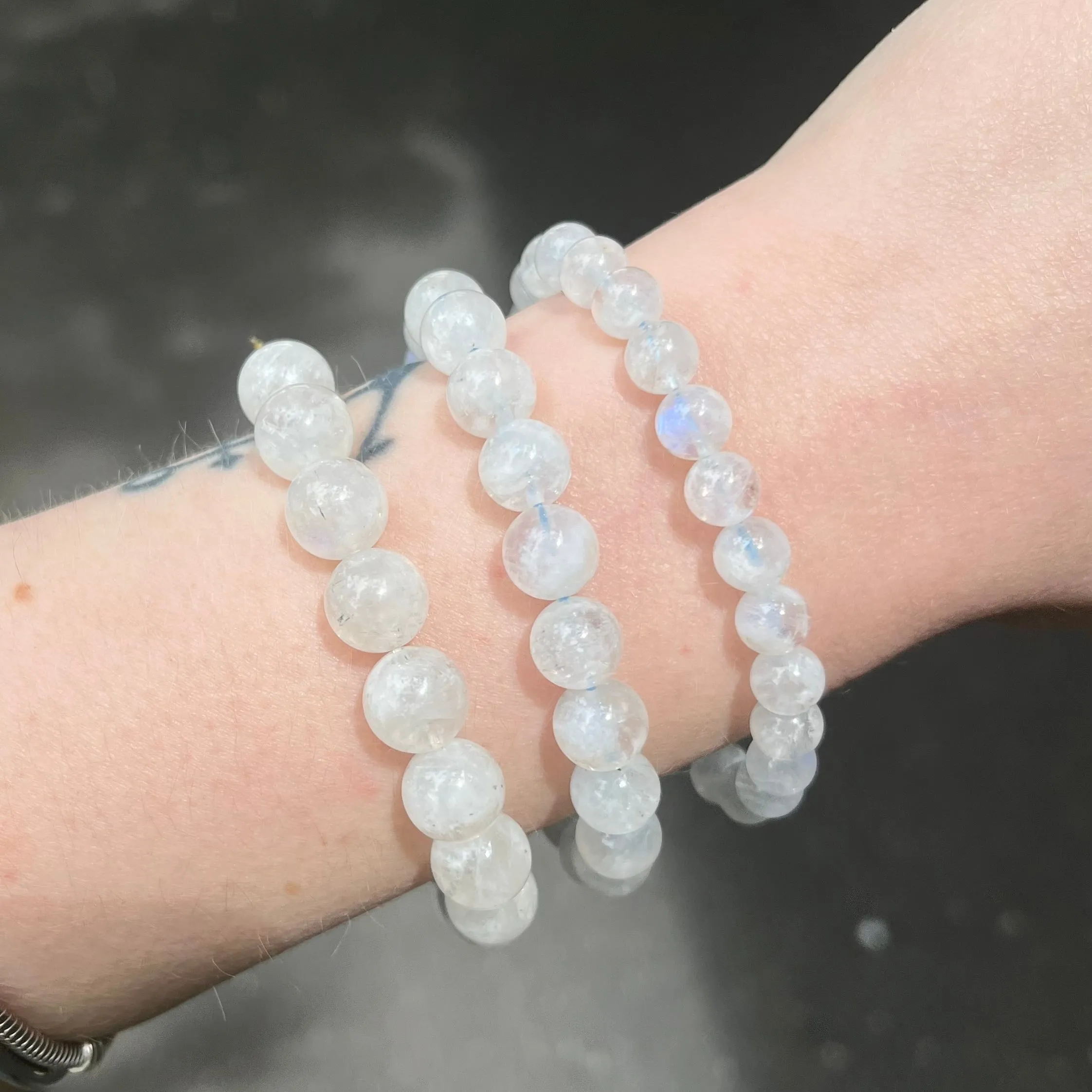 Moonstone Stretch Bead Bracelet, NX