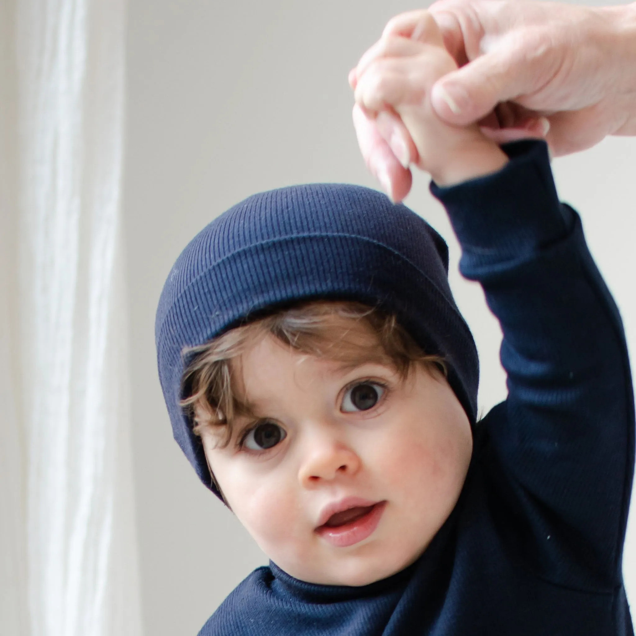 Navy Ribbed Pima Beanie