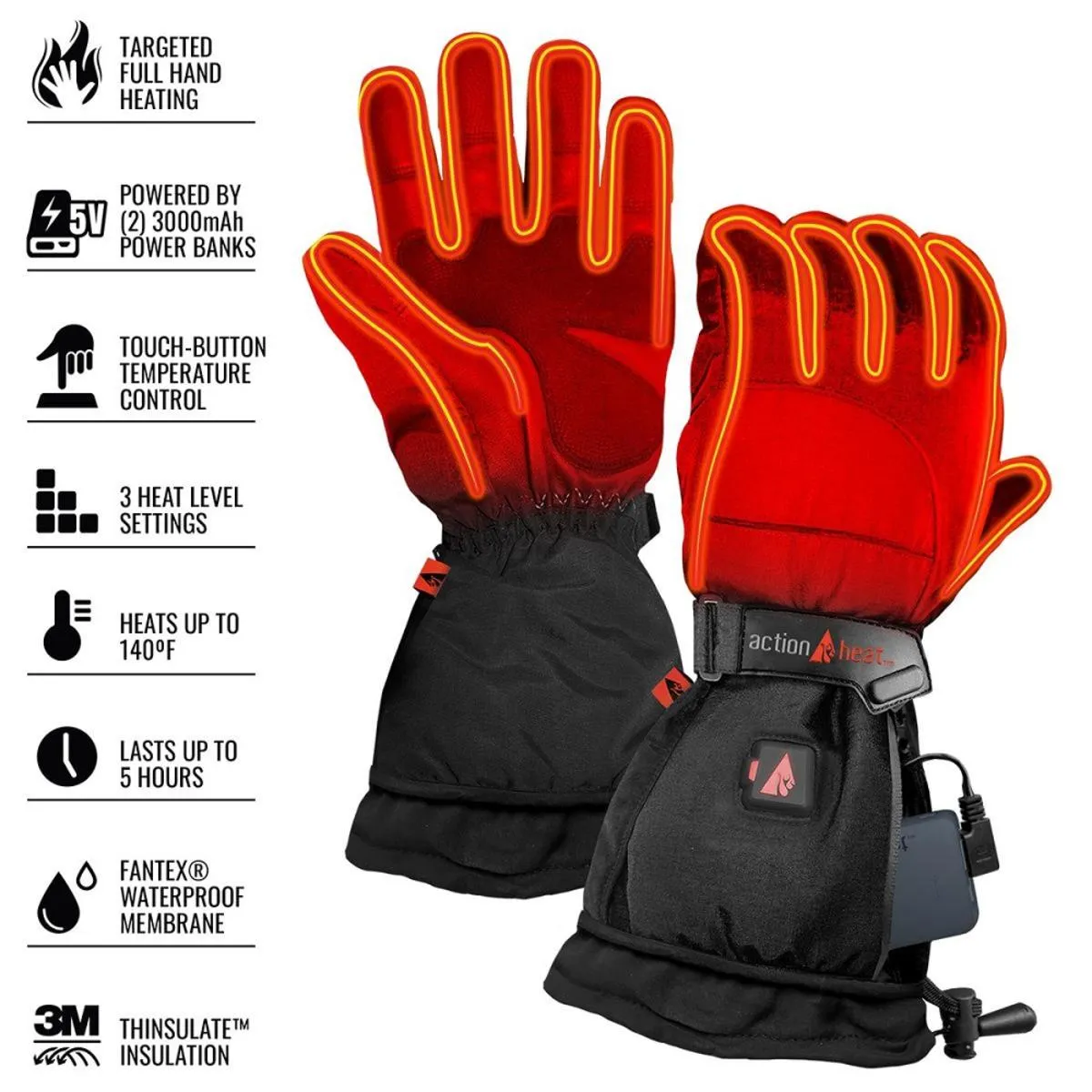 Open Box ActionHeat 5V Battery Heated Snow Gloves - Women's