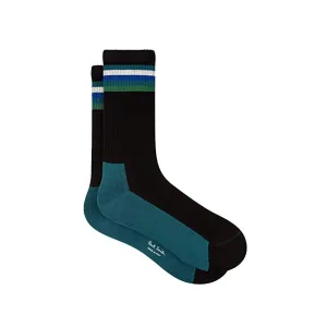 PAUL SMITH Alfonzo Stripe Socks - Teal / Black