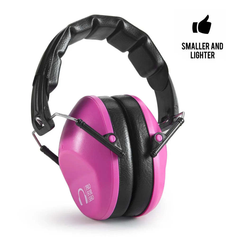 Pro For Sho 34dB NRR Noise Reduction Earmuffs - Lightweight Design - Standard Size Pink