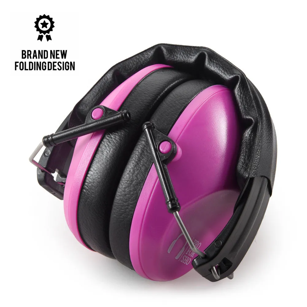 Pro For Sho 34dB NRR Noise Reduction Earmuffs - Lightweight Design - Standard Size Pink