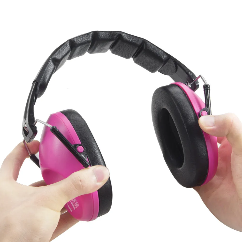 Pro For Sho 34dB NRR Noise Reduction Earmuffs - Lightweight Design - Standard Size Pink