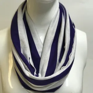 Purple and White Stripe Eternity Scarf