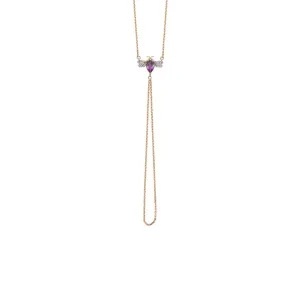 QUEEN BEE BELLA GOLD DIAMOND AMETHYST HAND CHAIN