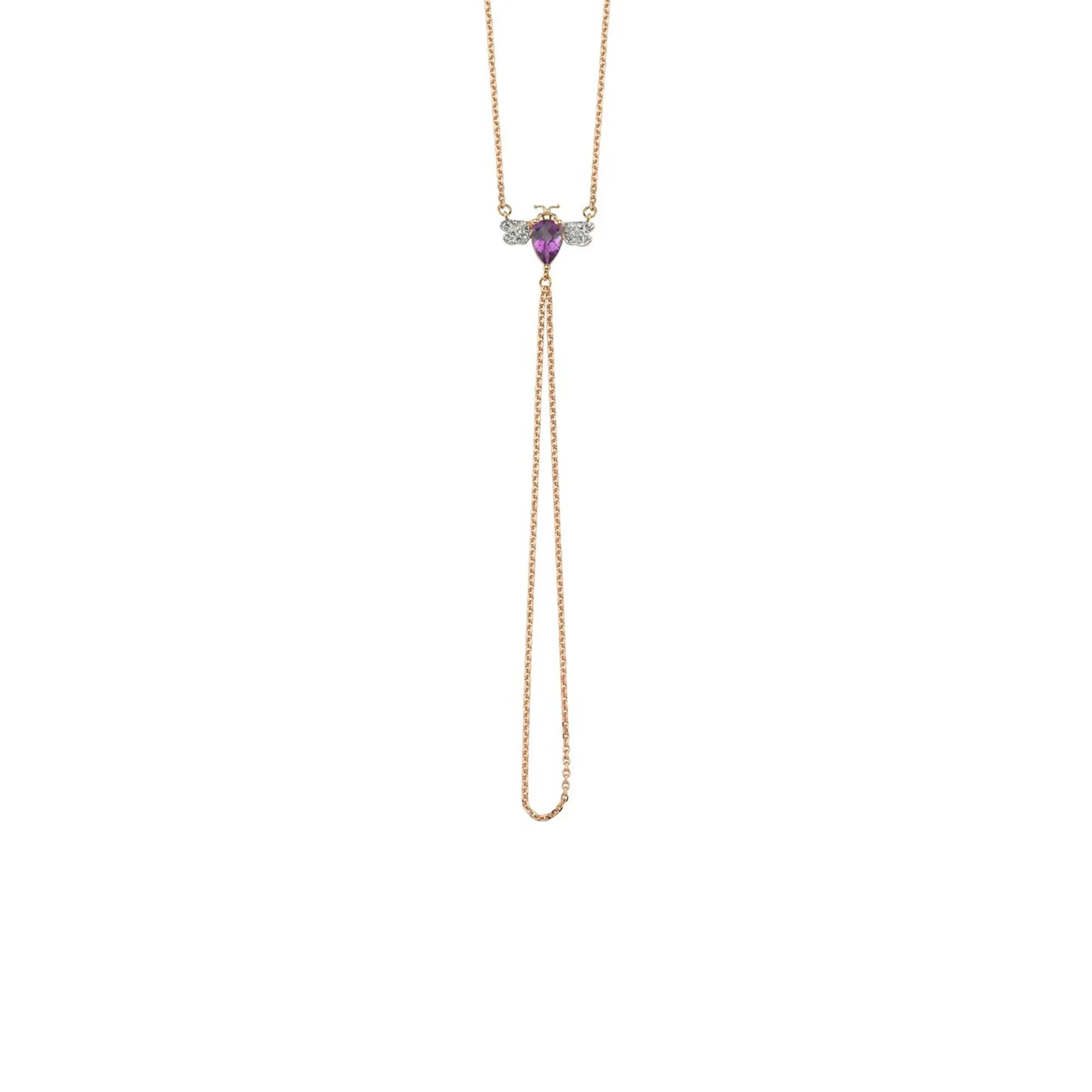 QUEEN BEE BELLA GOLD DIAMOND AMETHYST HAND CHAIN