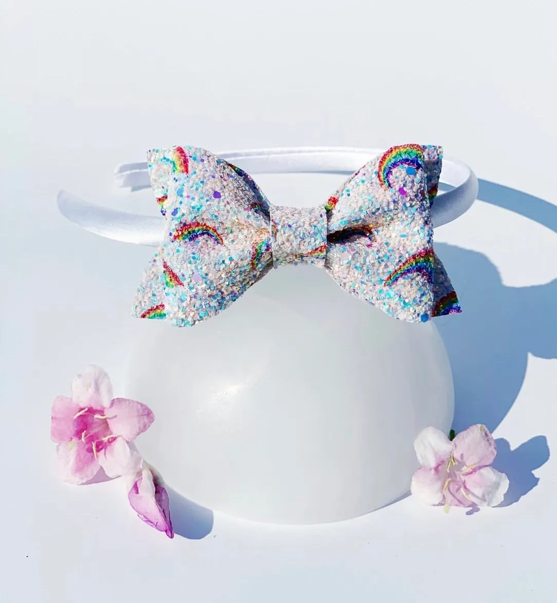 Rainbow Glitter Bow