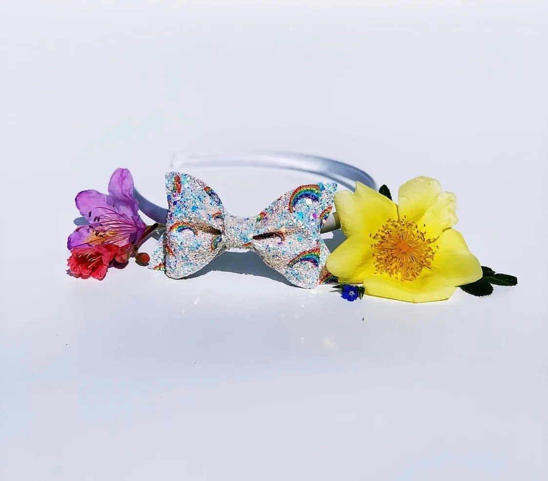 Rainbow Glitter Bow