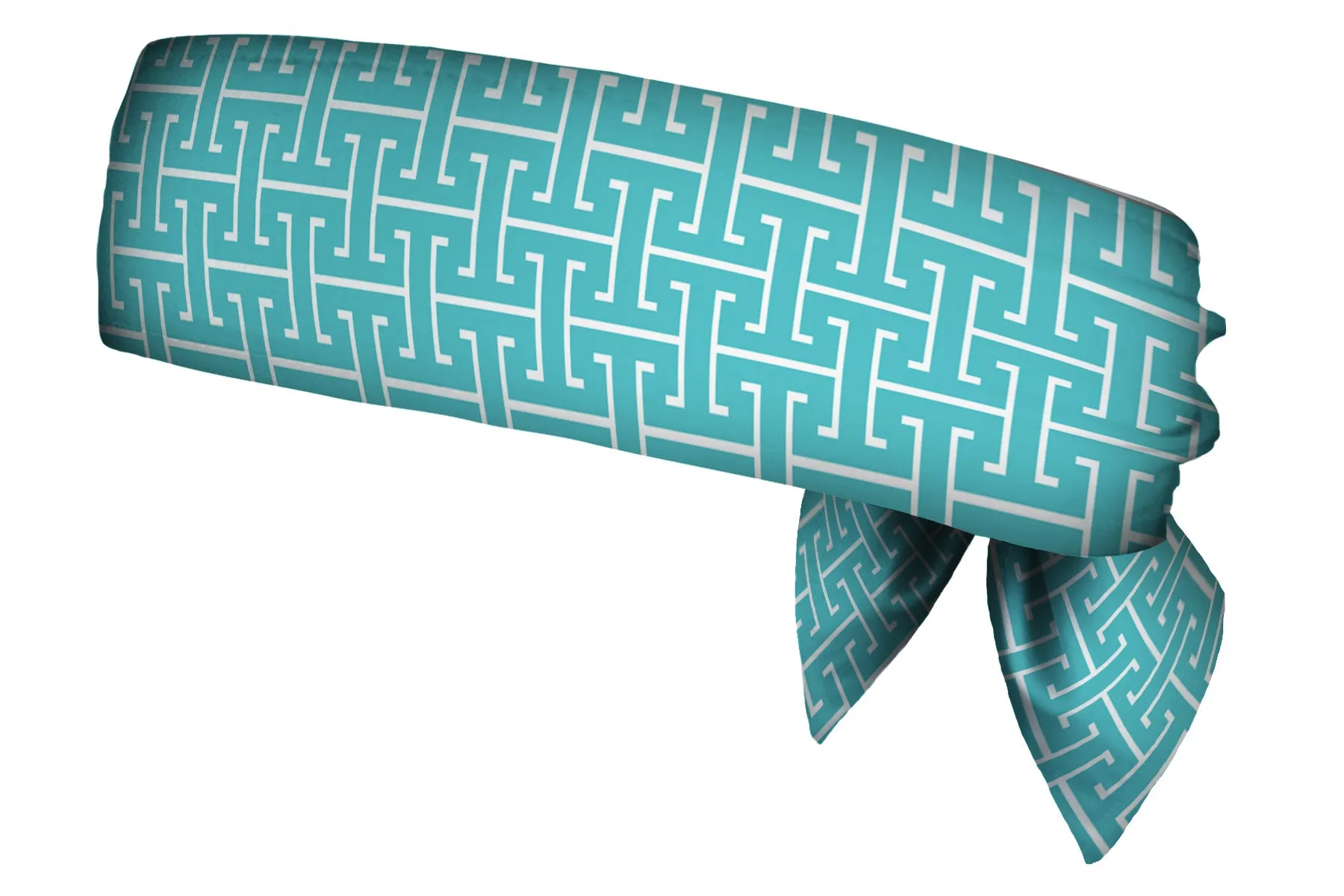 REVERSIBLE Blue Bayou/Broken Rectangles Head Tie (SKU 3039 HTB)