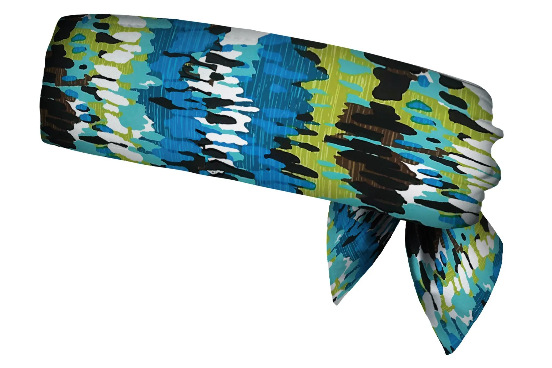 REVERSIBLE Blue Bayou/Broken Rectangles Head Tie (SKU 3039 HTB)