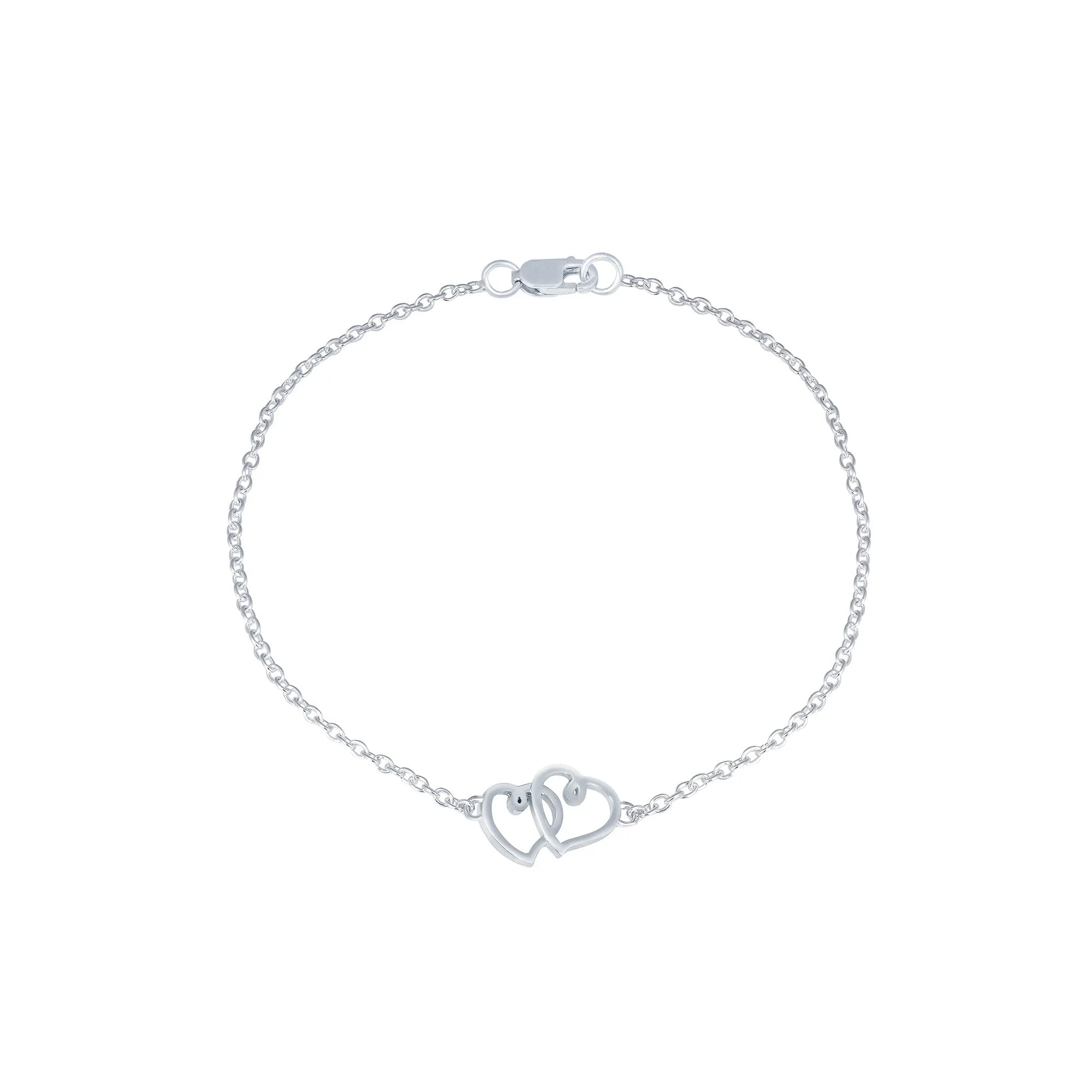 Sterling Silver Two Heart Bracelet