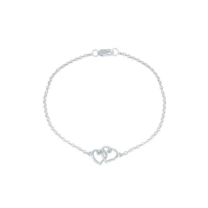 Sterling Silver Two Heart Bracelet