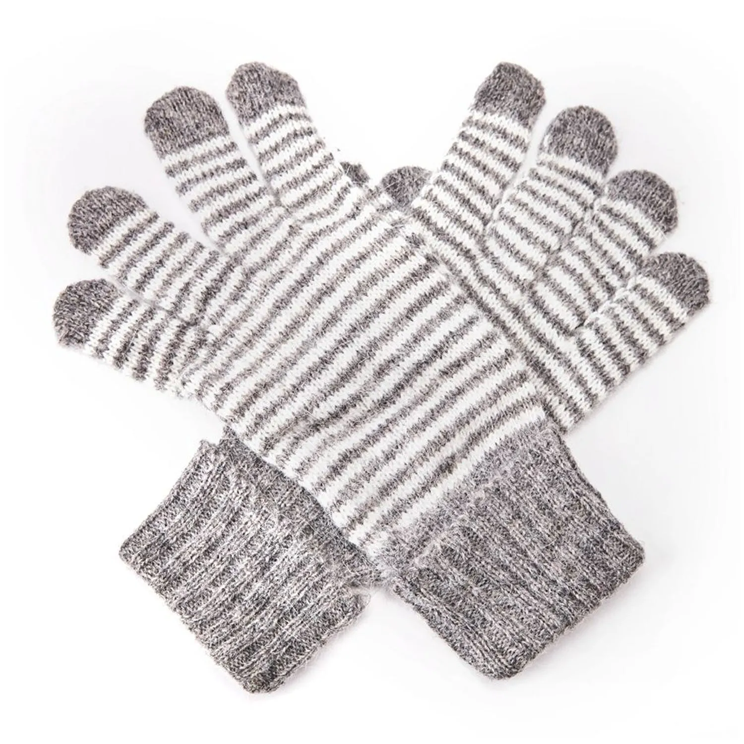 Stripe Angora Knit Gloves