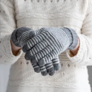 Stripe Angora Knit Gloves