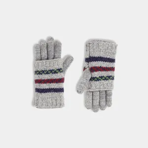 Stripe Convertible Gloves - Grey