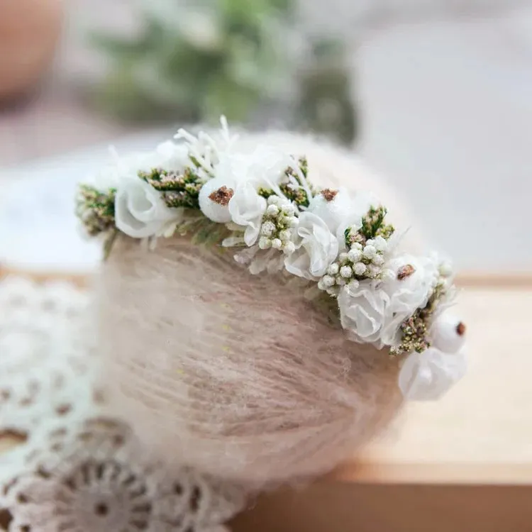 Sweet Floral Baby Girls Christening / Baptism Headband - (Style 5)