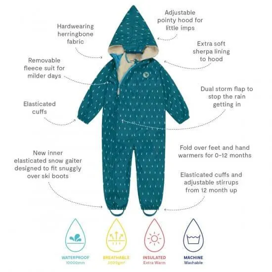 Teal Raindrop All-in-one Scampsuit (6-12 Months)