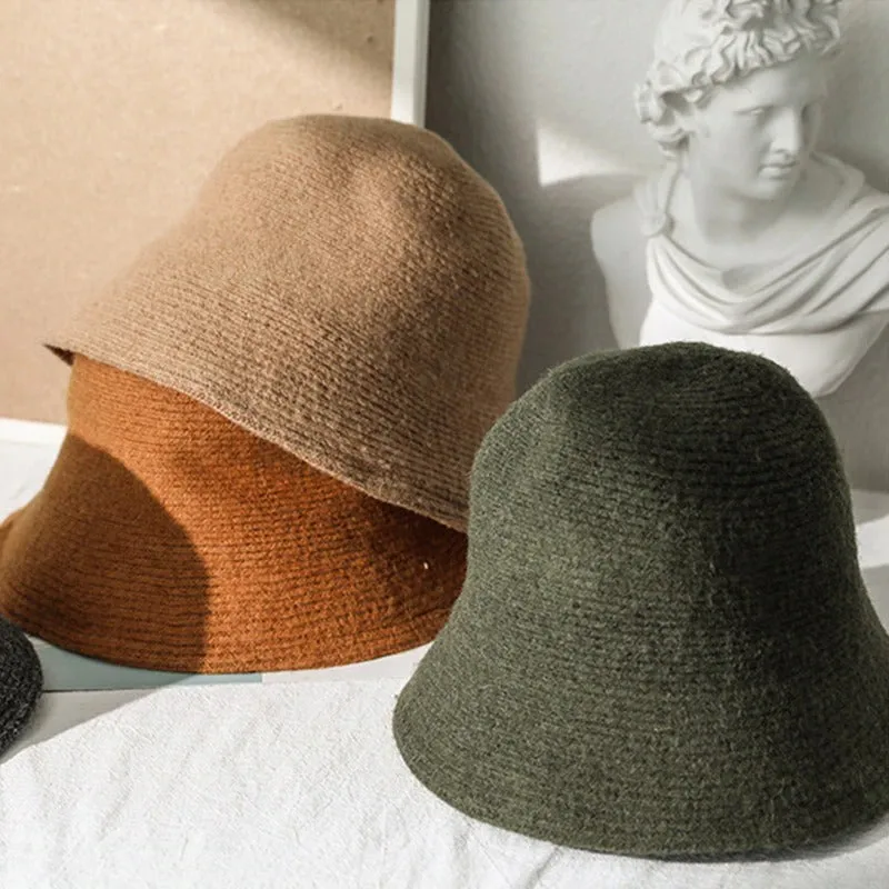 Thick and Warm Vintage Knitting Cloche Bucket Hats