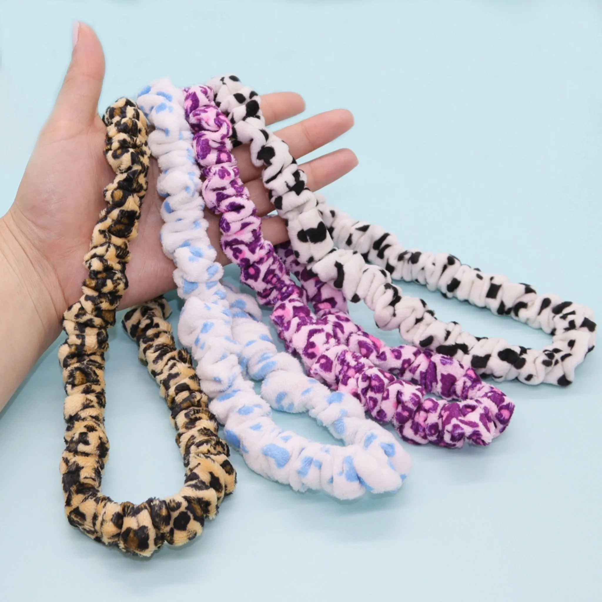 Thin Scrunchie Headbands - 4 Pack Cheetah & Cow