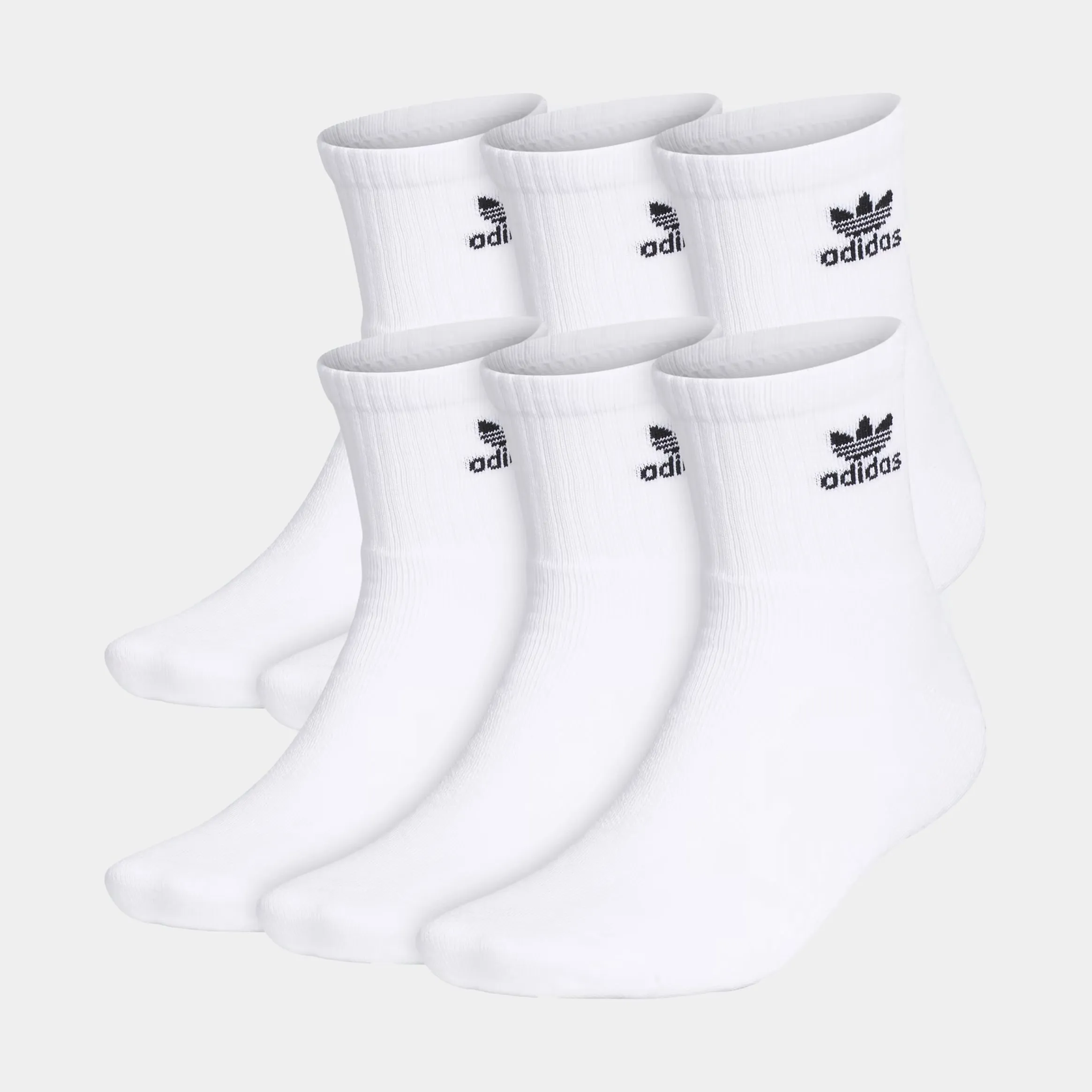 Trefoil 6 Pack Quarter Mens Socks (White)