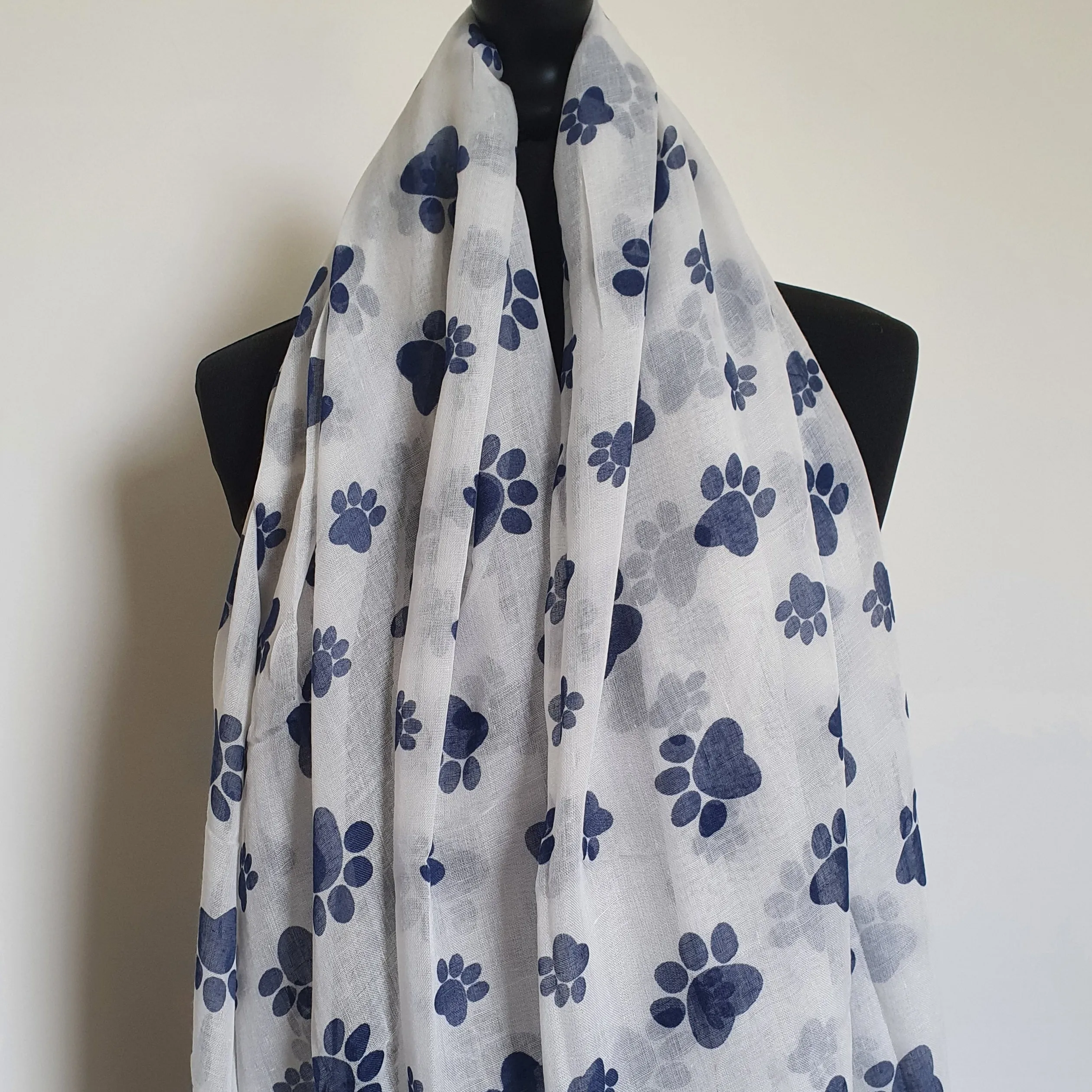 White Paw Print Scarf