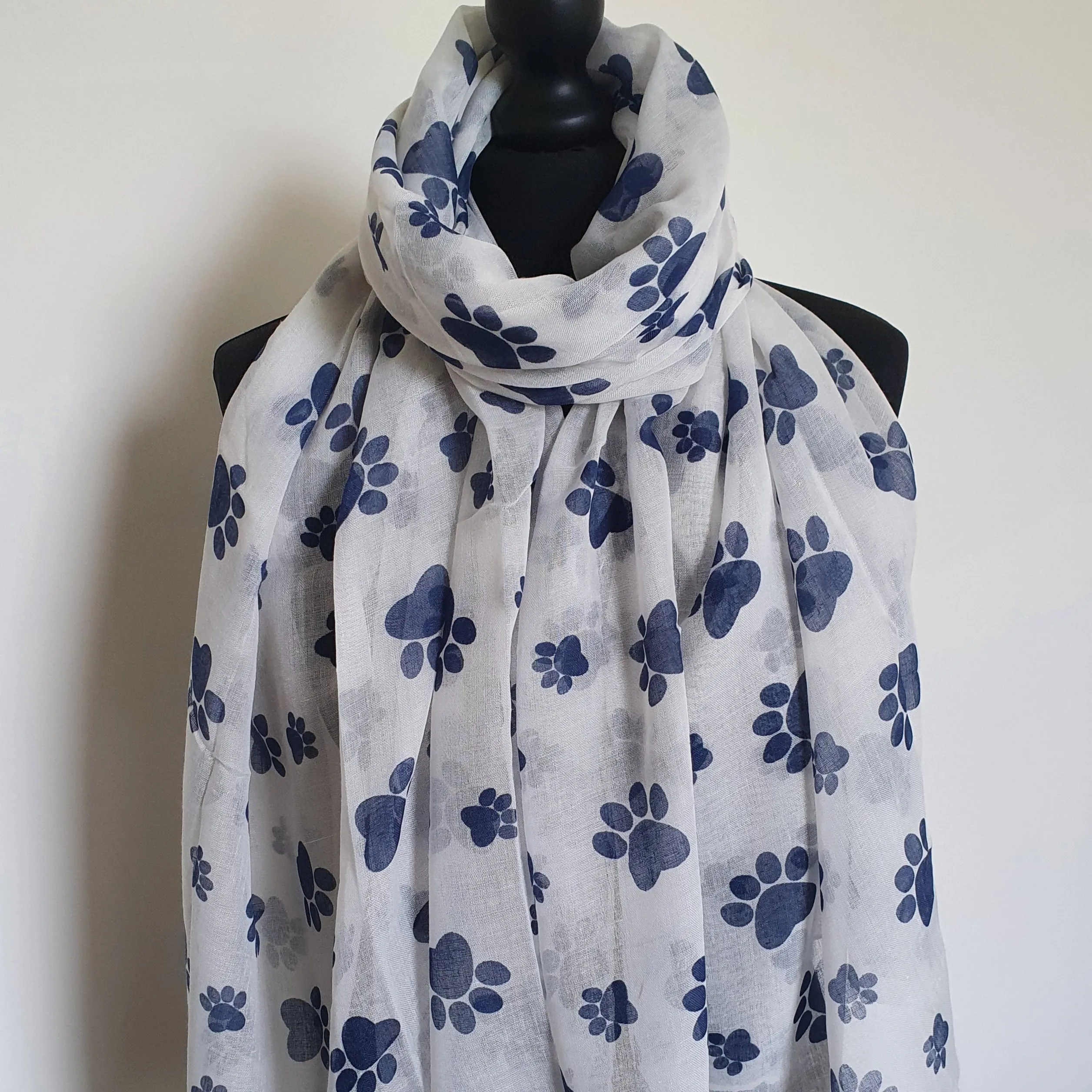 White Paw Print Scarf