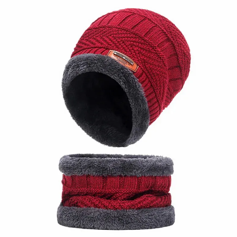 Winter Hats Knit Cap Men and Women Velvet Hat Coral Fleece Scarf Outdoor Riding Hat Warm Thickening Plus Velvet Neck Protect Cap