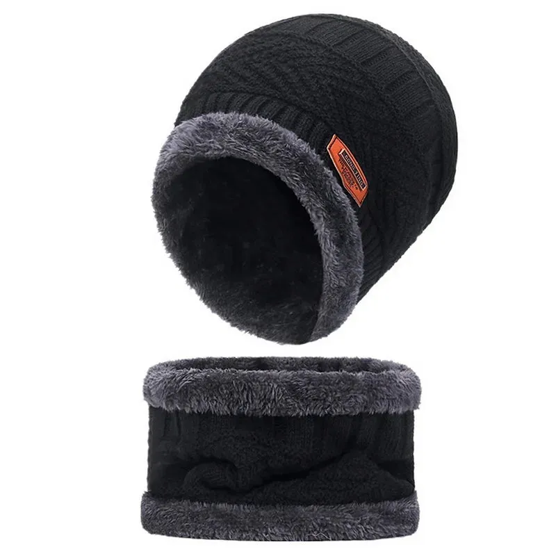 Winter Hats Knit Cap Men and Women Velvet Hat Coral Fleece Scarf Outdoor Riding Hat Warm Thickening Plus Velvet Neck Protect Cap