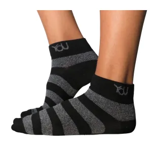 YoU Compression® Black & Grey Marl Stripe • Ankle Socks 20-30 mmHg