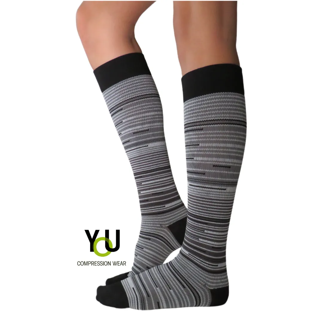 YoU Compression® Black Ombre Knee High 20-30 mmHg